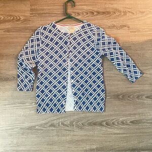 White and blue Patterns Women's Cardigan